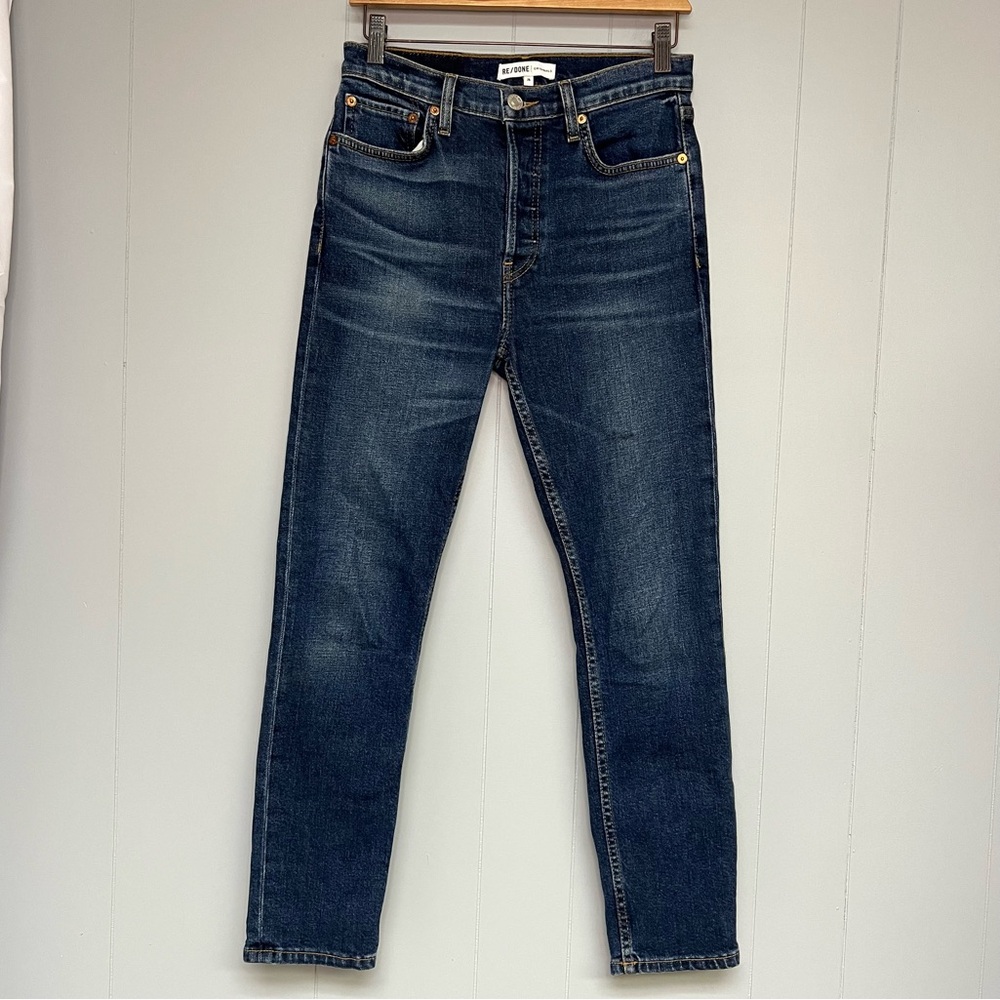 Re/Done High Rise Ankle Crop Button Fly Jeans
